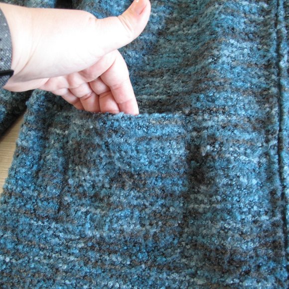 VINTAGE - WINTER SILKS - Silk Wool Blend Turquoise Full Zip Cardigan - Picture 9 of 12